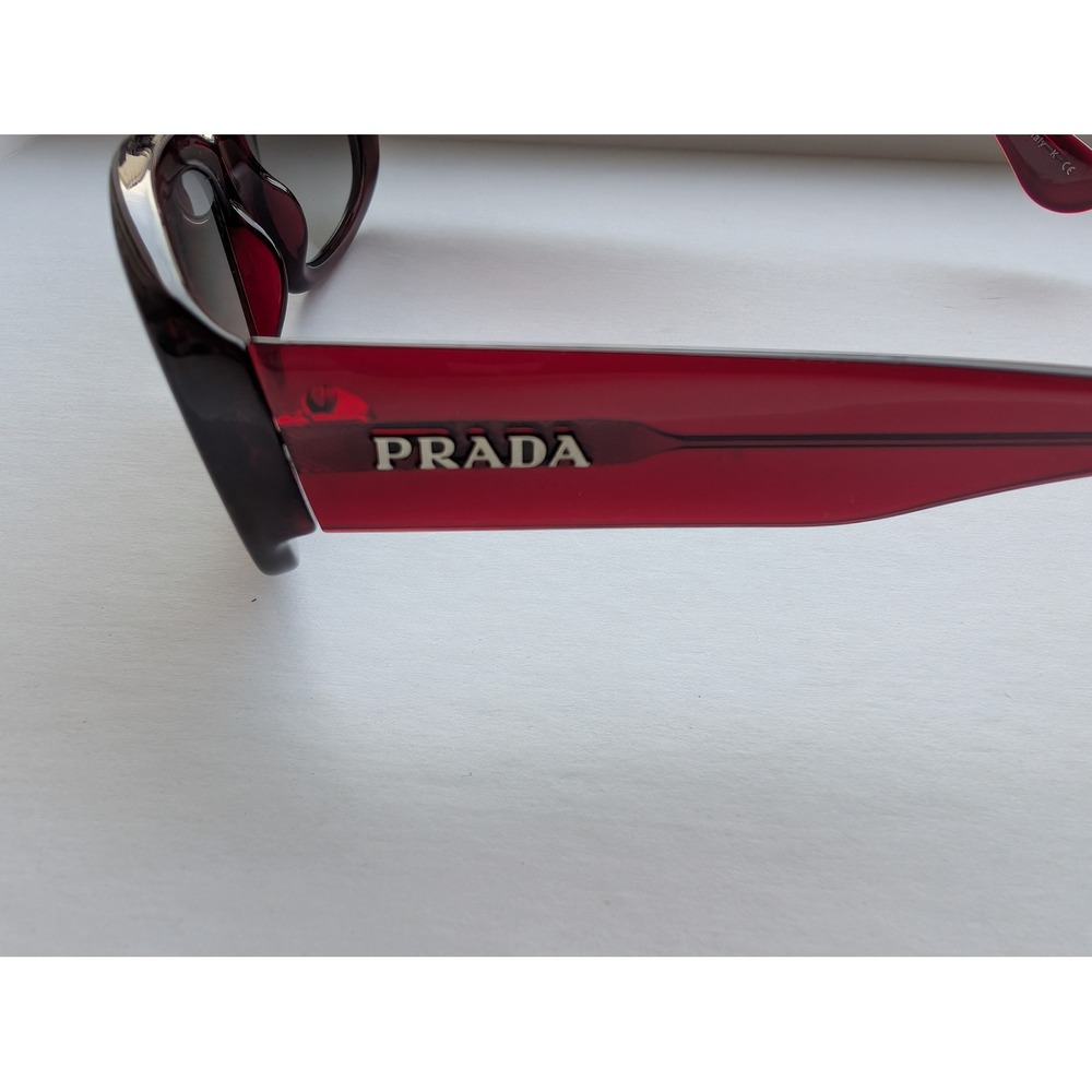 Prada SPR 26M Burgundy Rectangular Sunglasses 0AG-3M1 Vintage Y2K Red Designer - Picture 4 of 6